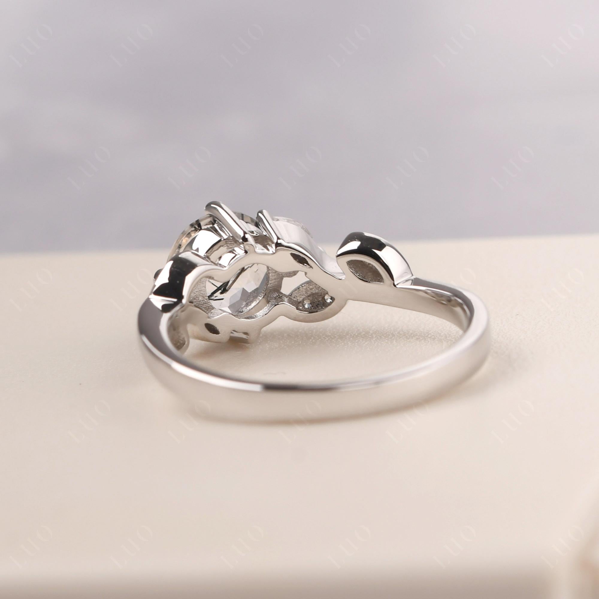 Vine Leaf Black Rutilated Quartz Engagement Ring - LUO Jewelry 