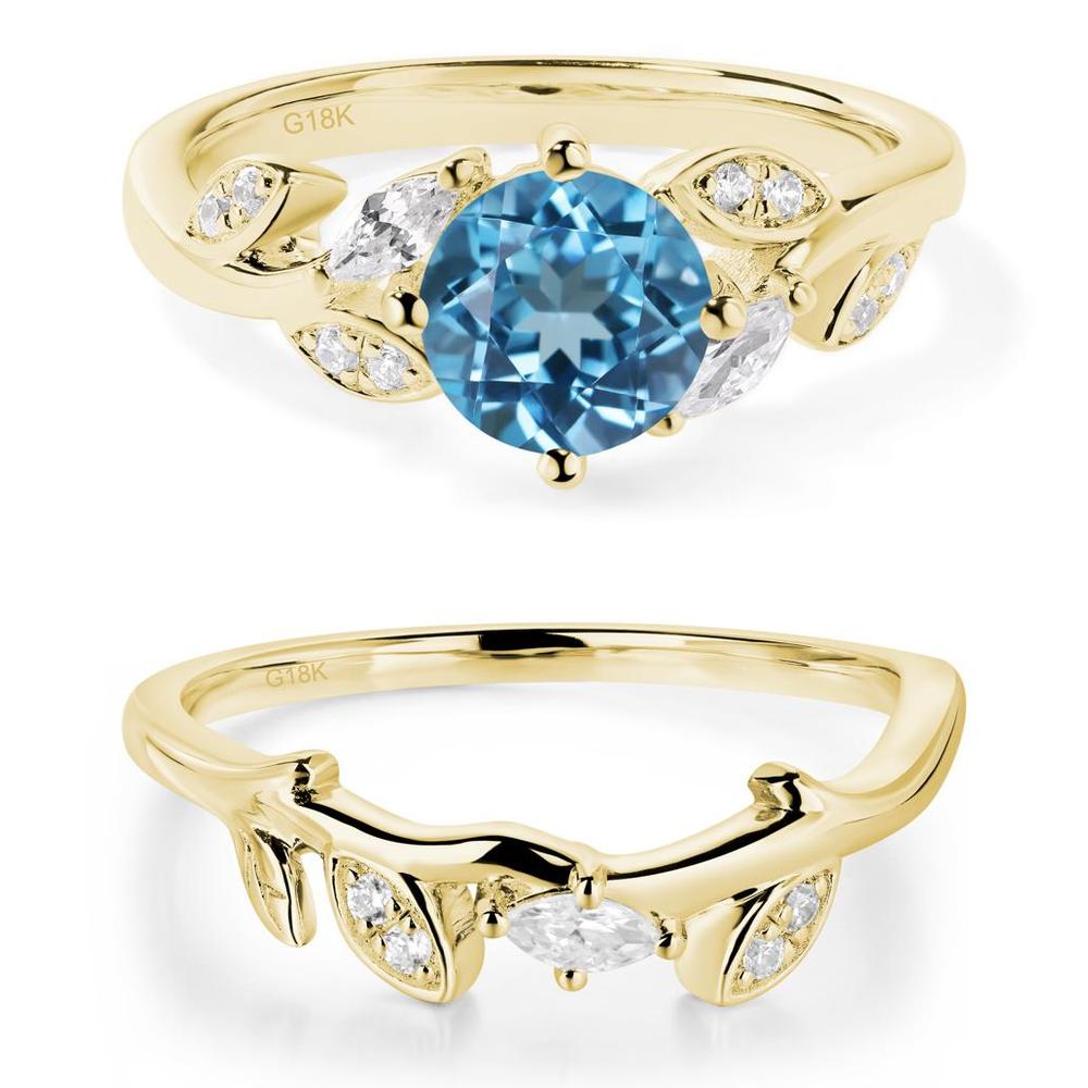 Vine Leaf Swiss Blue Topaz Engagement Ring - LUO Jewelry #metal_xxxxx