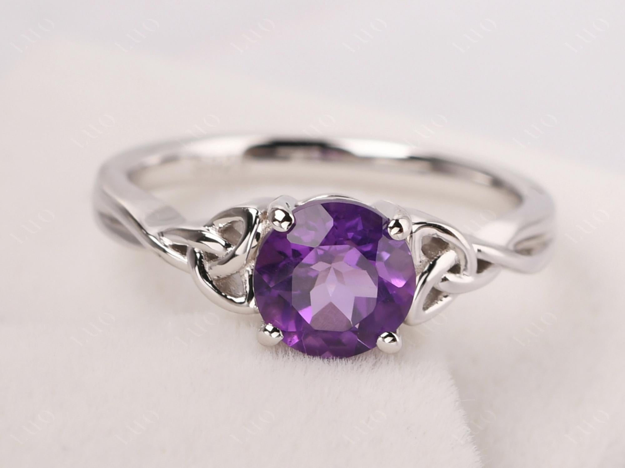 Round Cut Amethyst Celtic Ring - LUO Jewelry 