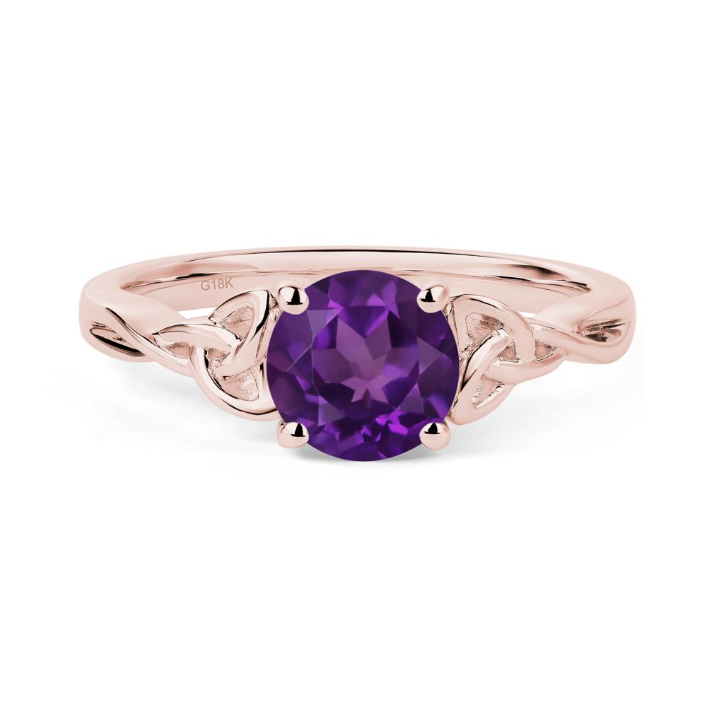 Round Cut Amethyst Celtic Ring - LUO Jewelry #metal_18k rose gold