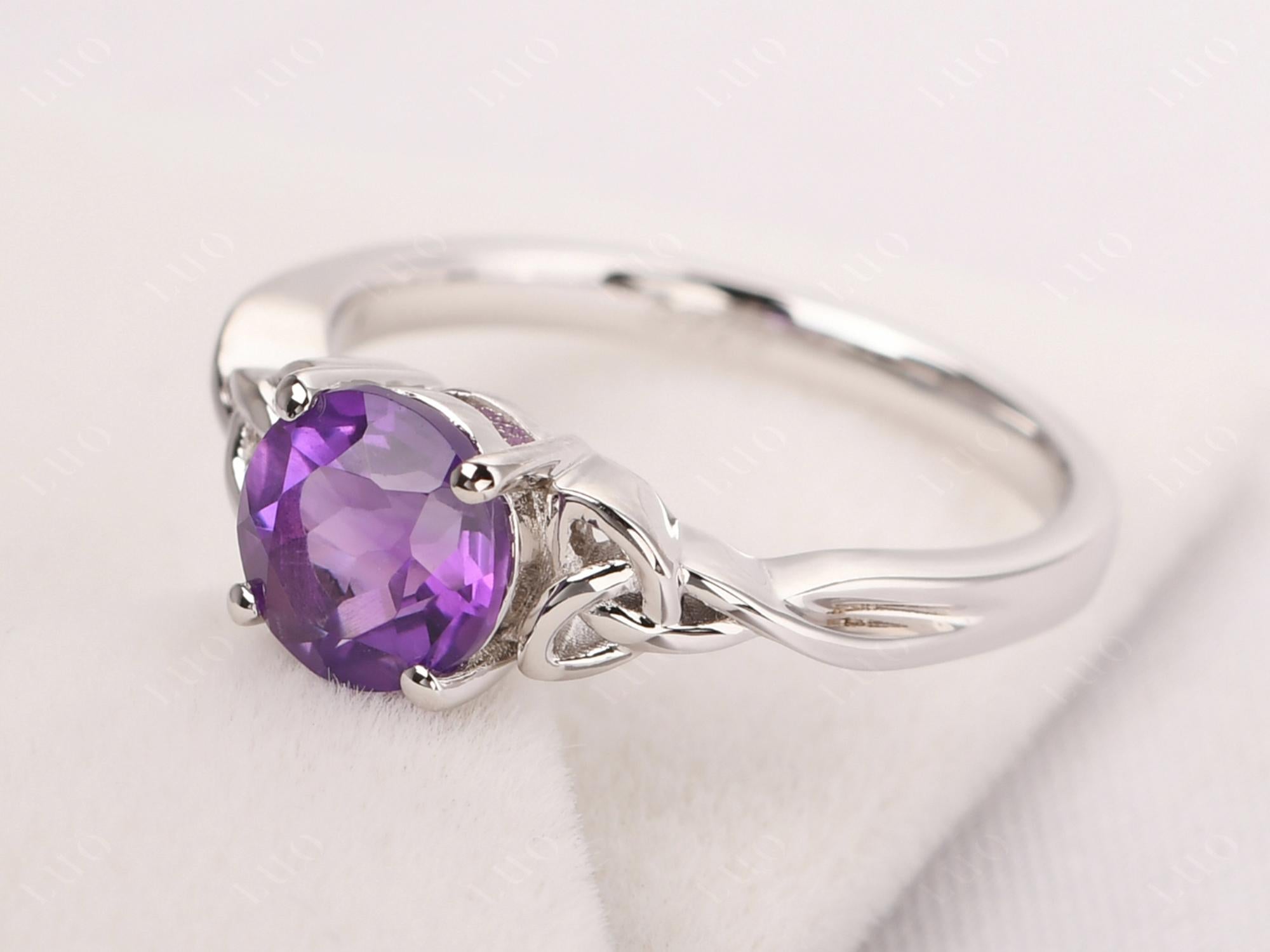 Round Cut Amethyst Celtic Ring - LUO Jewelry 