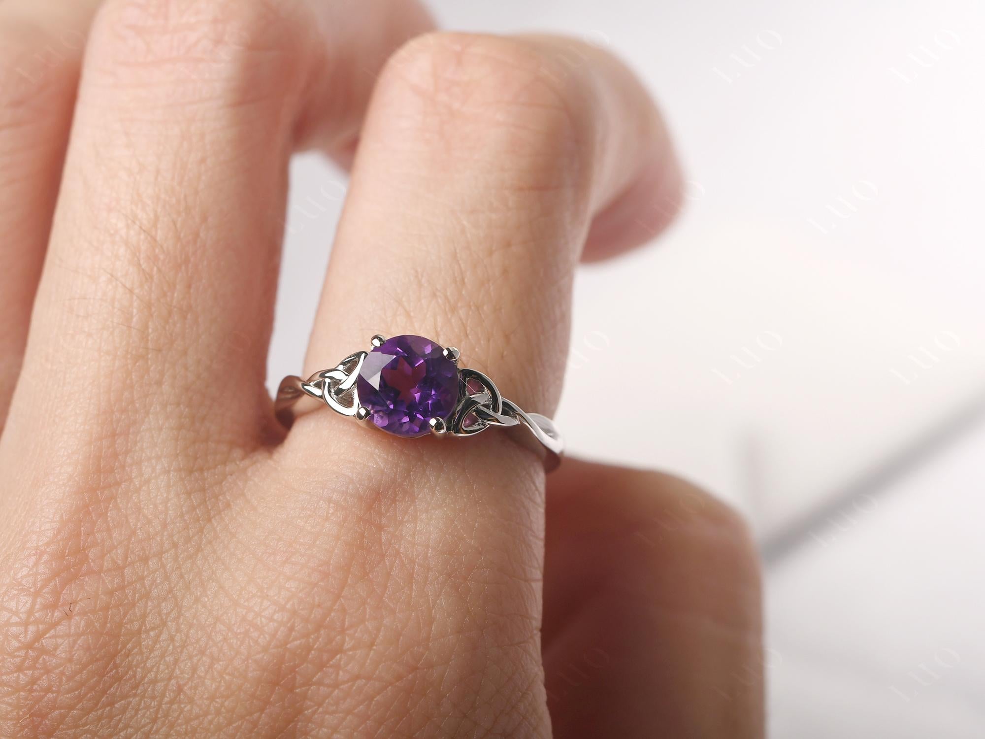 Round Cut Amethyst Celtic Ring - LUO Jewelry 