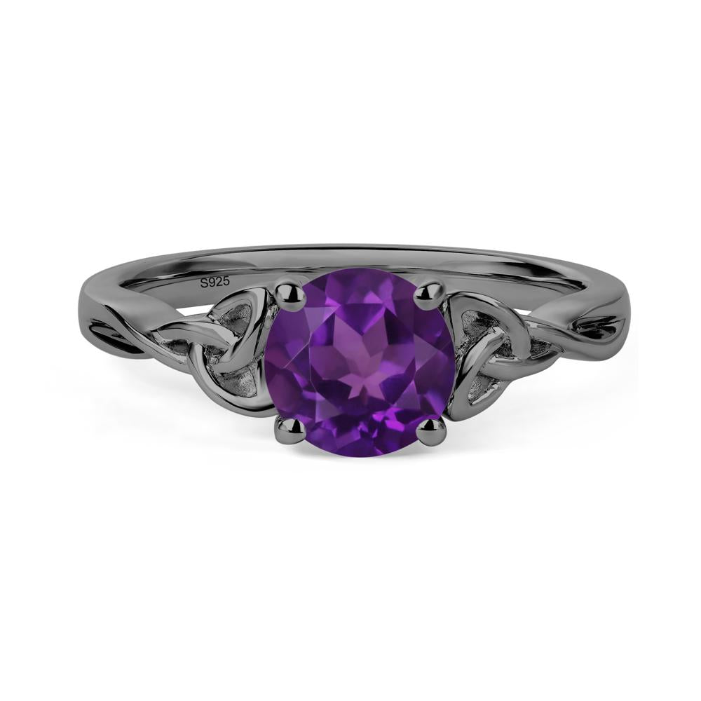 Round Cut Amethyst Celtic Ring - LUO Jewelry #metal_black finish sterling silver