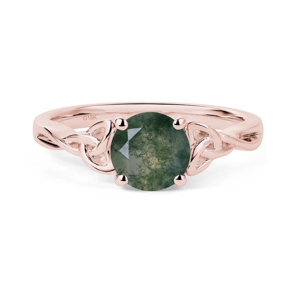 Round Cut Moss Agate Celtic Ring - LUO Jewelry #metal_18k rose gold