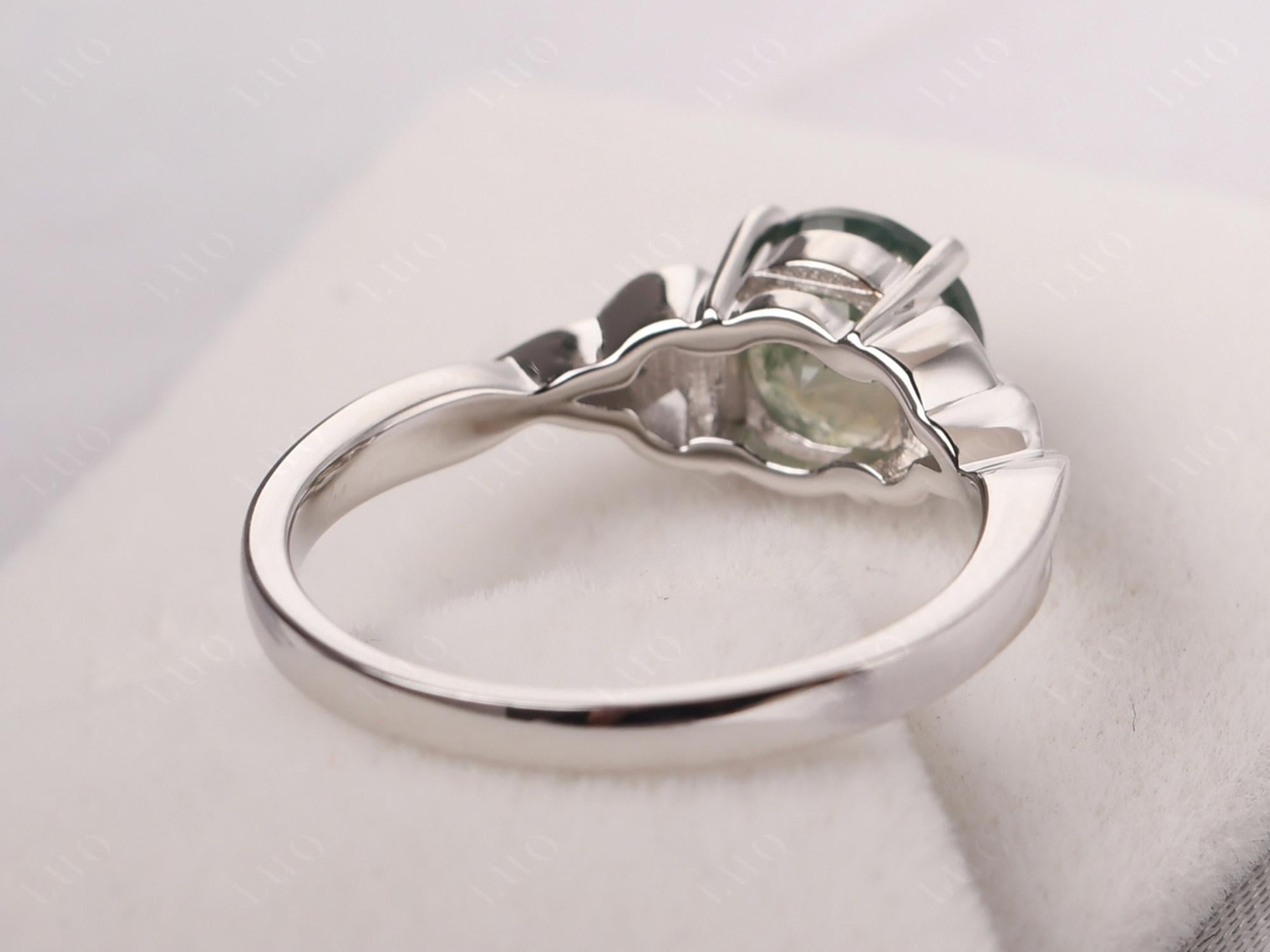 Round Cut Moss Agate Celtic Ring - LUO Jewelry 