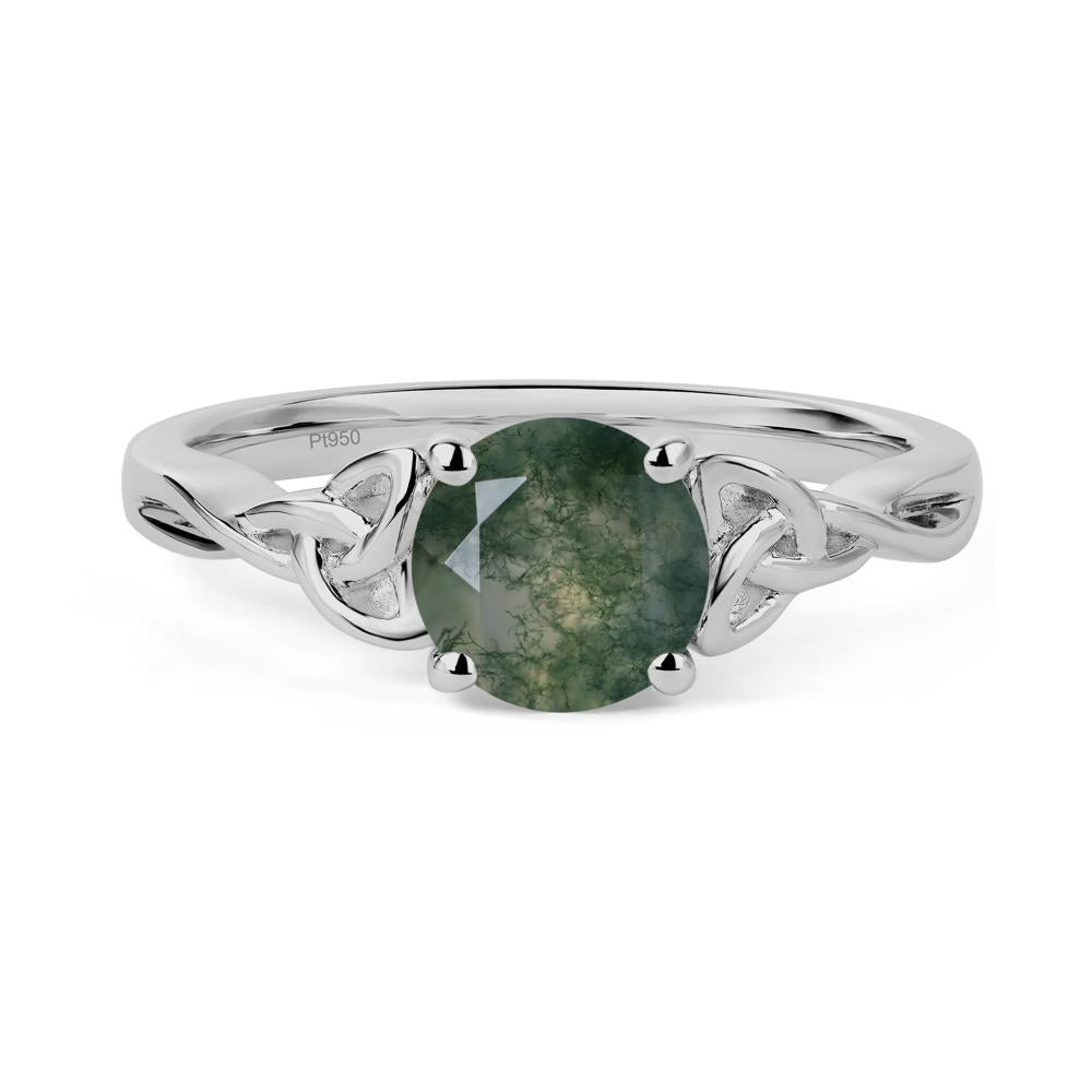 Round Cut Moss Agate Celtic Ring - LUO Jewelry #metal_platinum