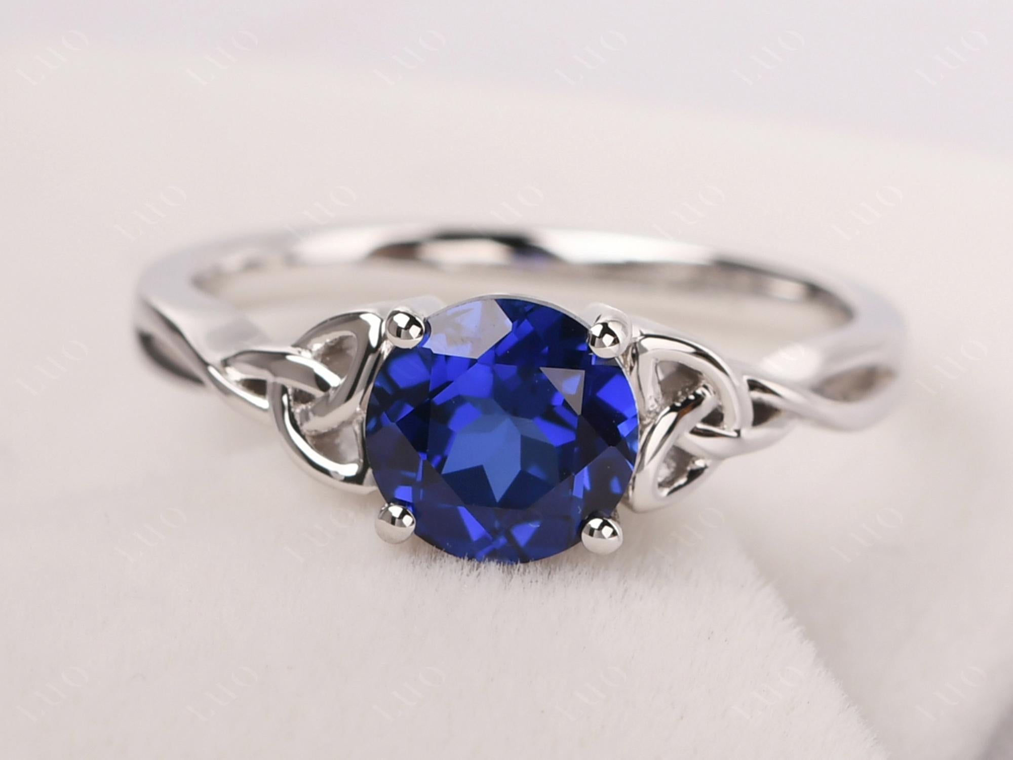 Round Cut Sapphire Celtic Ring - LUO Jewelry 