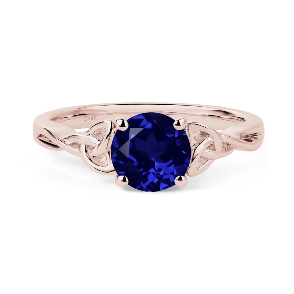 Round Cut Sapphire Celtic Ring - LUO Jewelry #metal_14k rose gold
