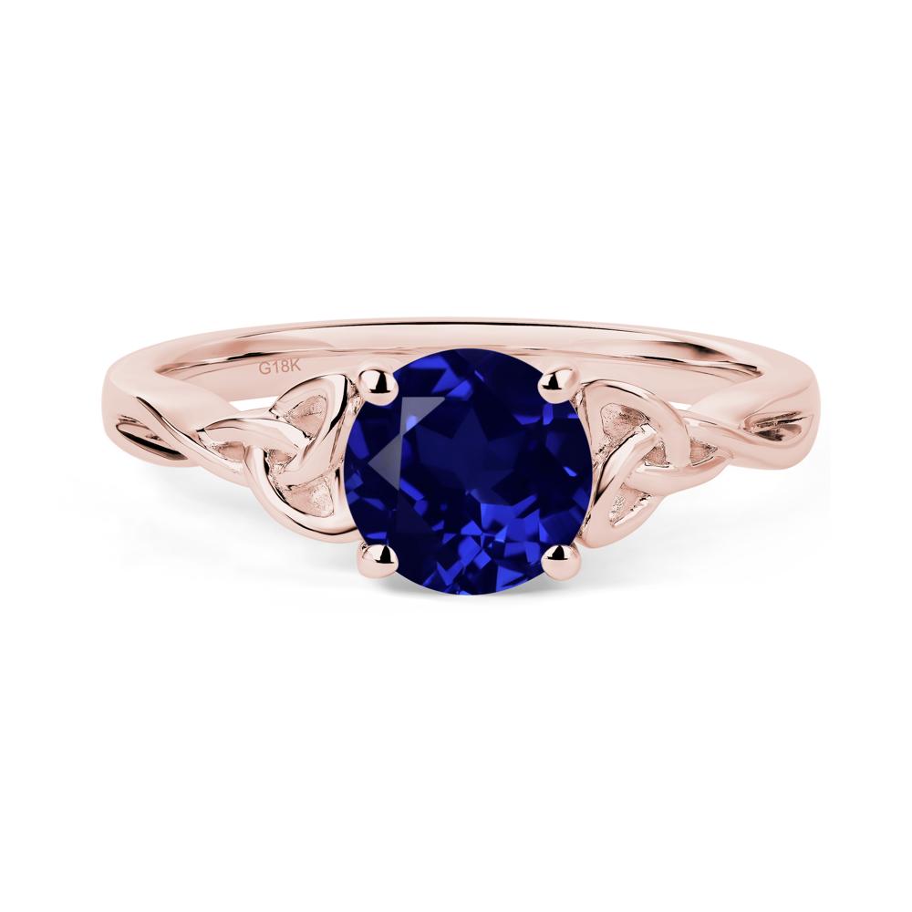 Round Cut Sapphire Celtic Ring - LUO Jewelry #metal_18k rose gold