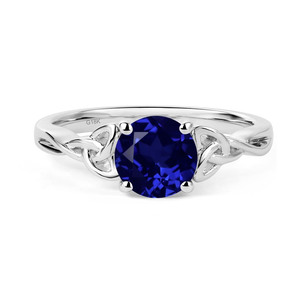 Round Cut Sapphire Celtic Ring - LUO Jewelry #metal_18k white gold