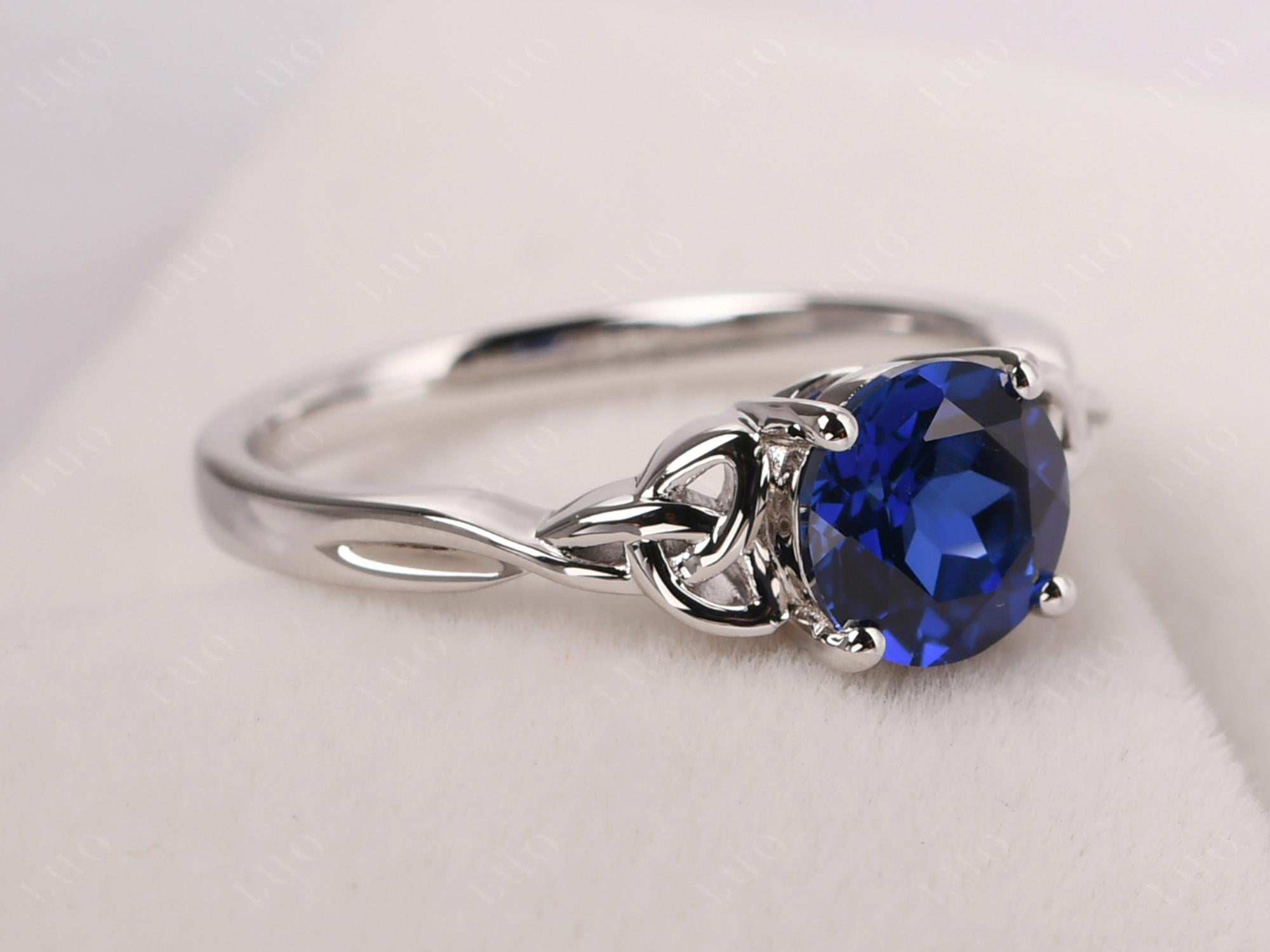 Round Cut Sapphire Celtic Ring - LUO Jewelry 