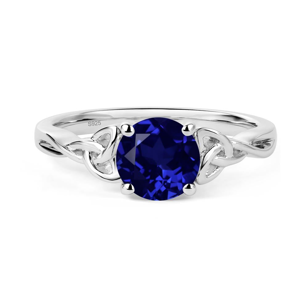 Round Cut Sapphire Celtic Ring - LUO Jewelry #metal_sterling silver