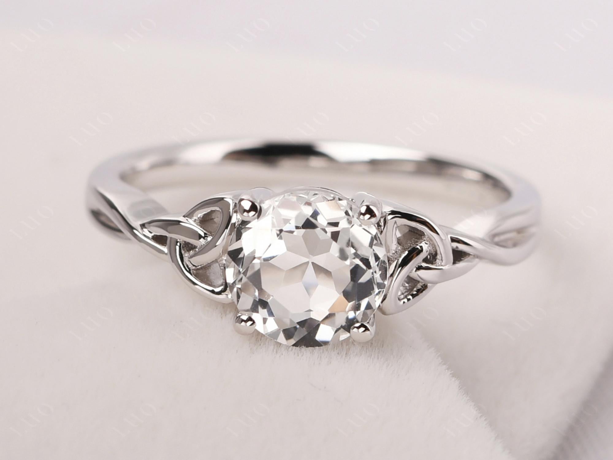 Round Cut White Topaz Celtic Ring - LUO Jewelry 