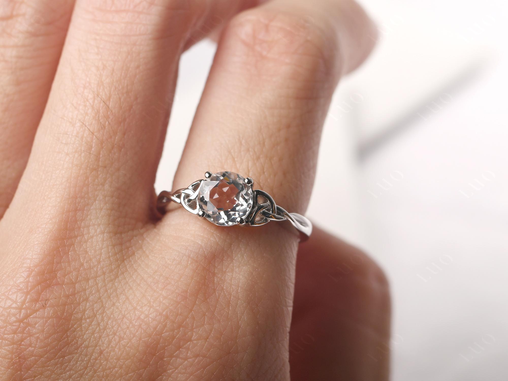 Round Cut White Topaz Celtic Ring - LUO Jewelry 