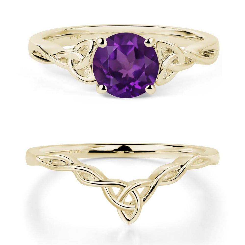 Round Cut Amethyst Celtic Ring - LUO Jewelry #metal_14k yellow gold
