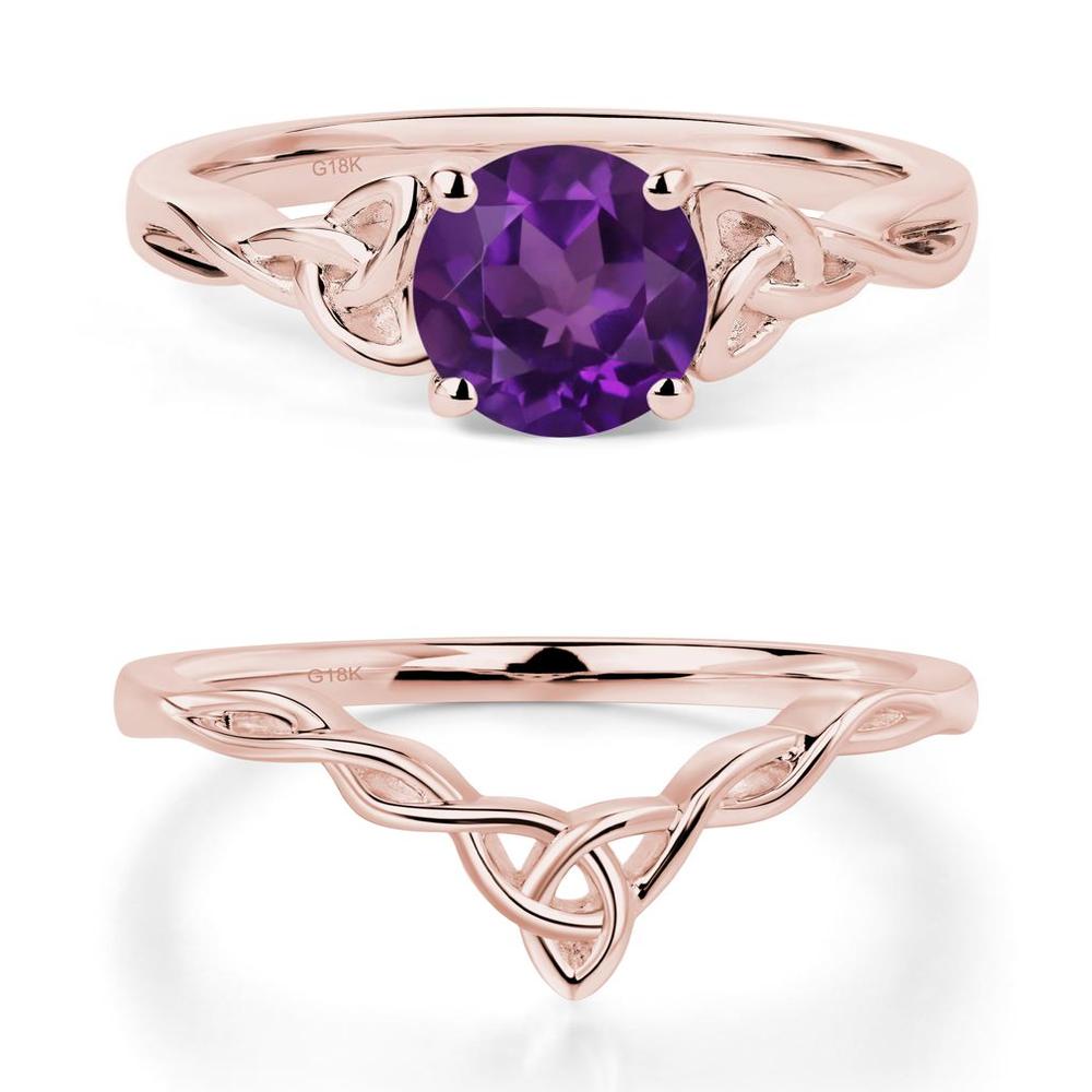 Round Cut Amethyst Celtic Ring - LUO Jewelry #metal_18k rose gold