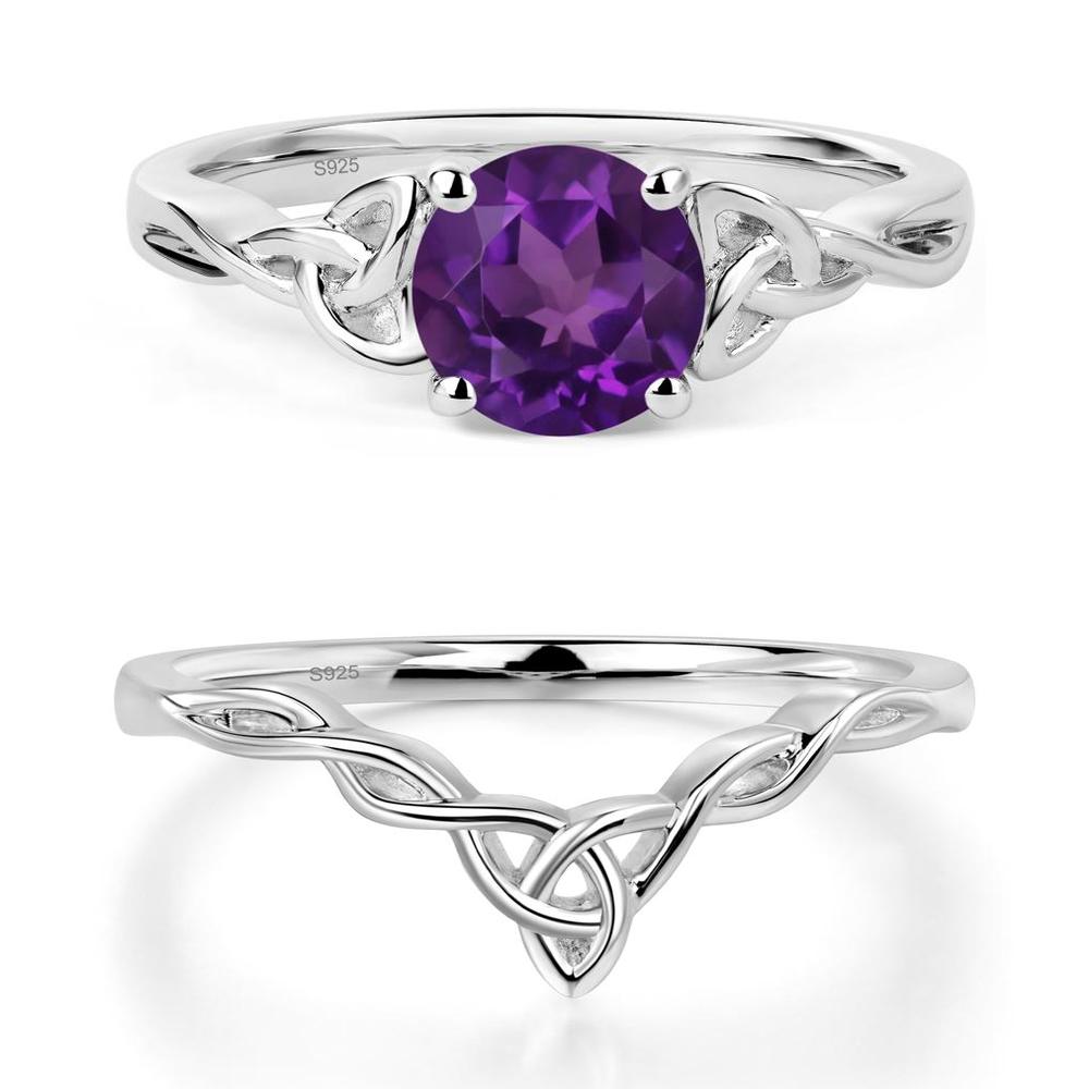 Round Cut Amethyst Celtic Ring - LUO Jewelry #metal_sterling silver