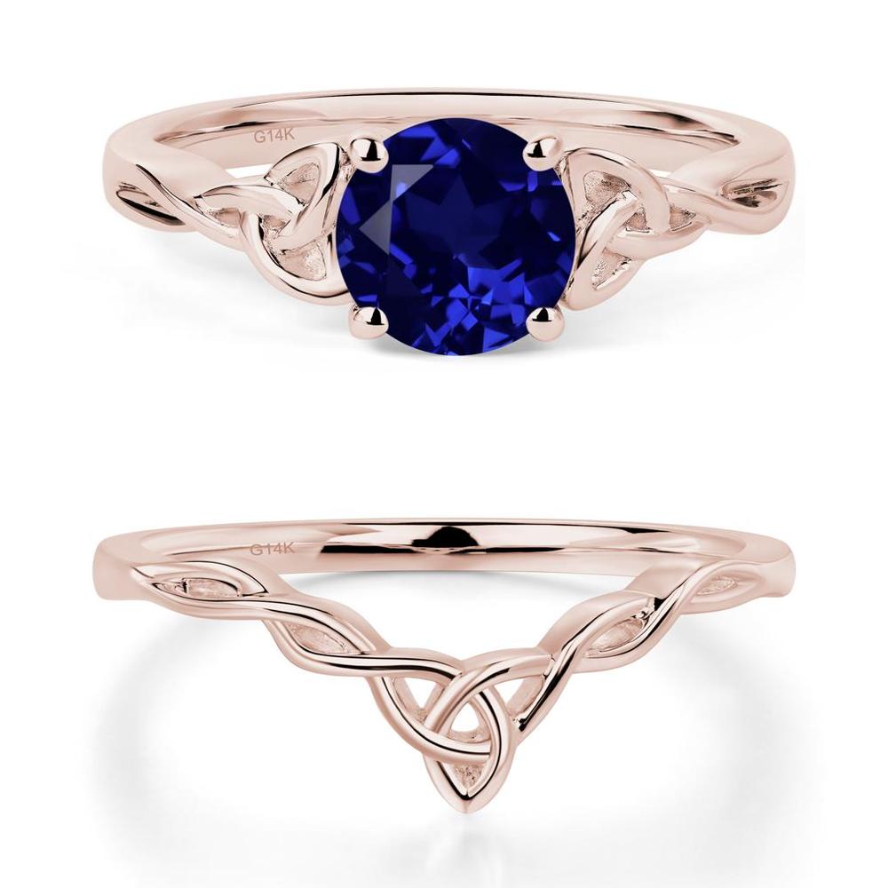 Round Cut Sapphire Celtic Ring - LUO Jewelry #metal_14k rose gold