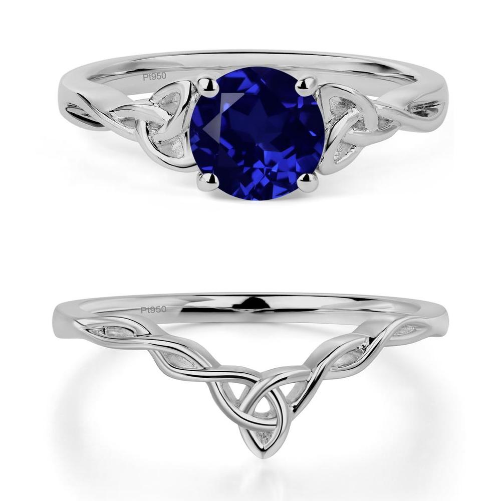 Round Cut Sapphire Celtic Ring - LUO Jewelry #metal_platinum