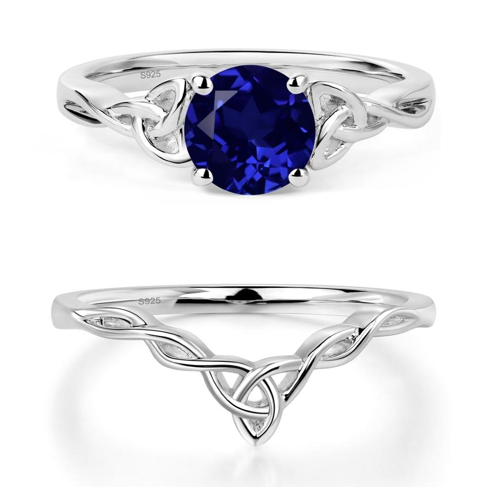 Round Cut Sapphire Celtic Ring - LUO Jewelry #metal_sterling silver