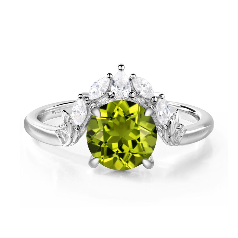 Peridot Ring with Marquise Side Stone - LUO Jewelry #metal_sterling silver