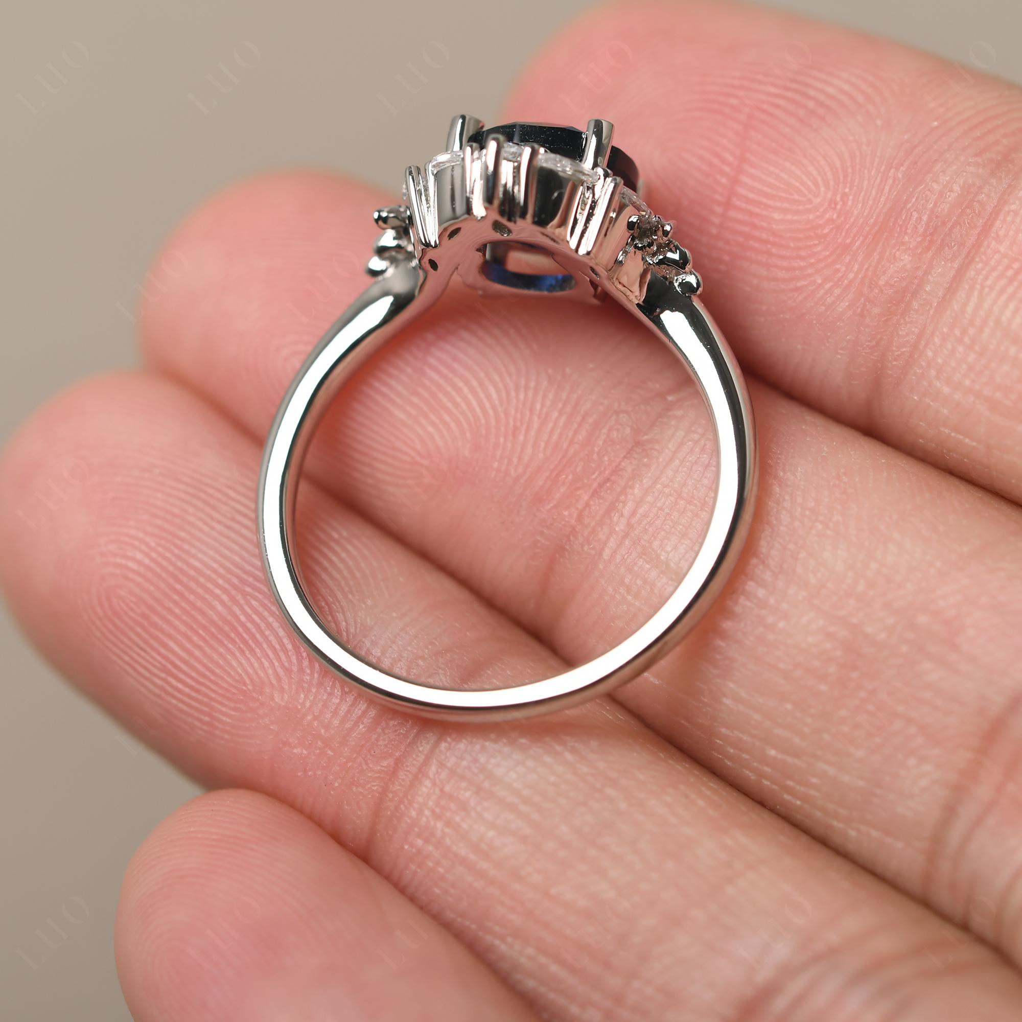 Sapphire Ring with Marquise Side Stone - LUO Jewelry 