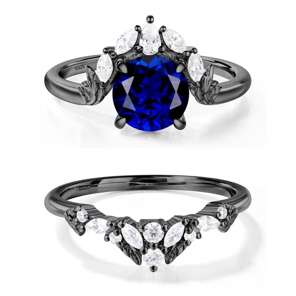 Sapphire Ring with Marquise Side Stone - LUO Jewelry #metal_xxxxx