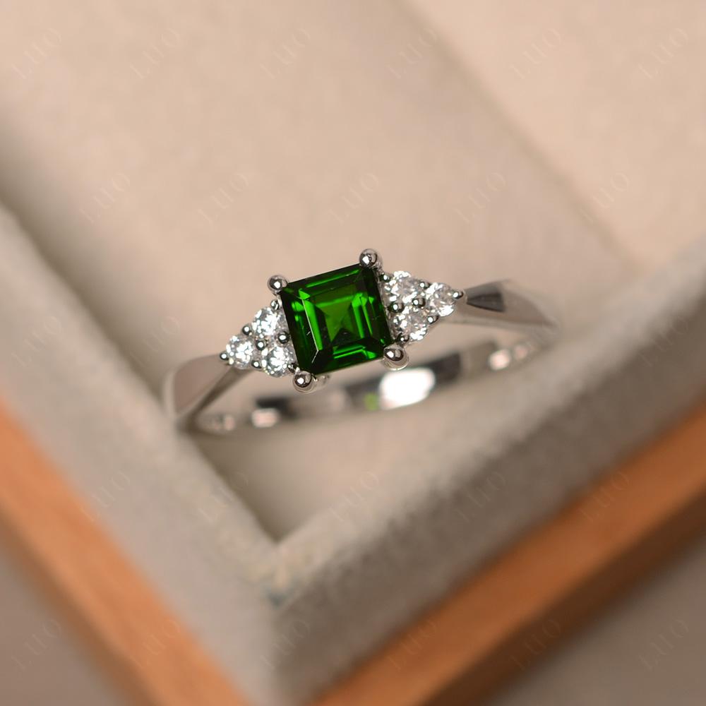 Square Cut Diopside Petite Ring - LUO Jewelry 