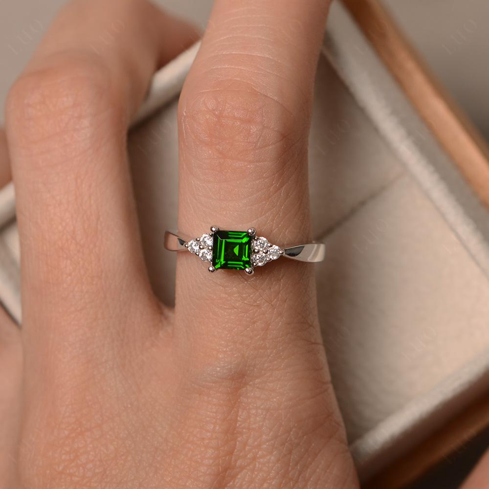 Square Cut Diopside Petite Ring - LUO Jewelry 
