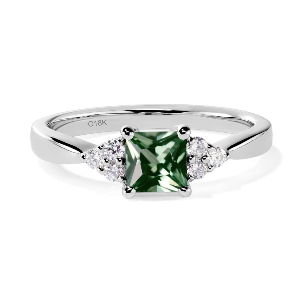Princess Cut Green Sapphire Petite Ring - LUO Jewelry #metal_18k white gold