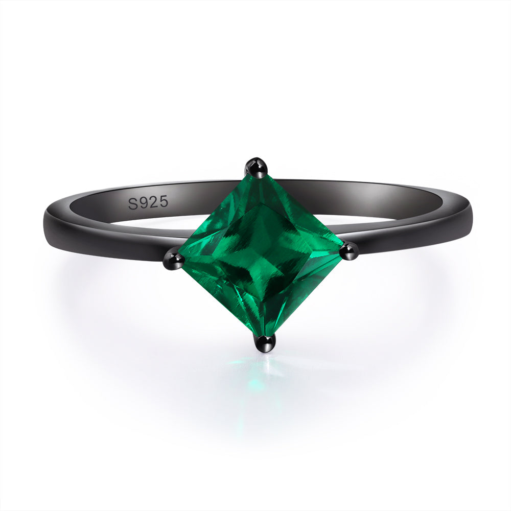 Kite Set Princess Cut Lab Emerald Ring