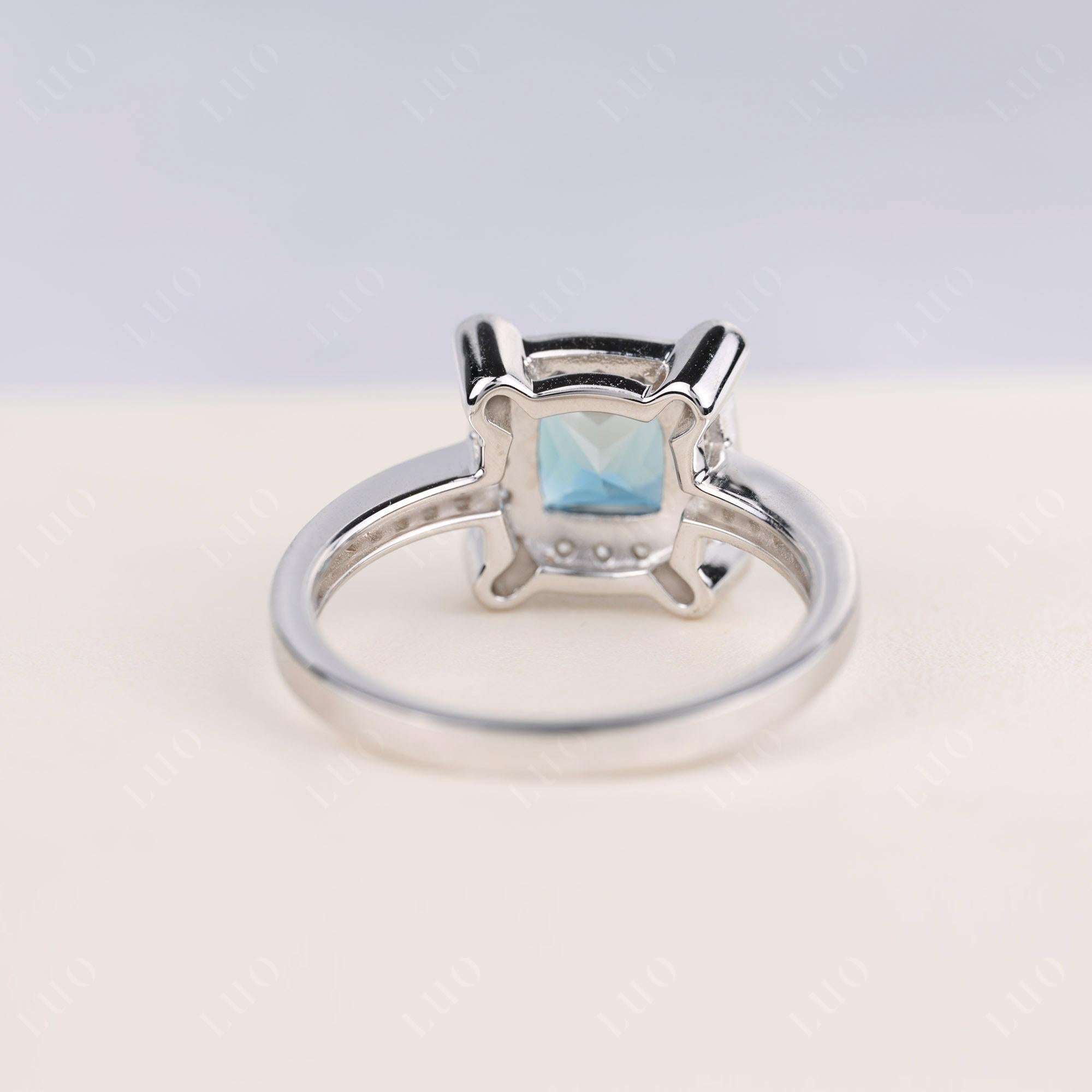 Princess Cut London Blue Topaz Halo Statement Ring - LUO Jewelry 