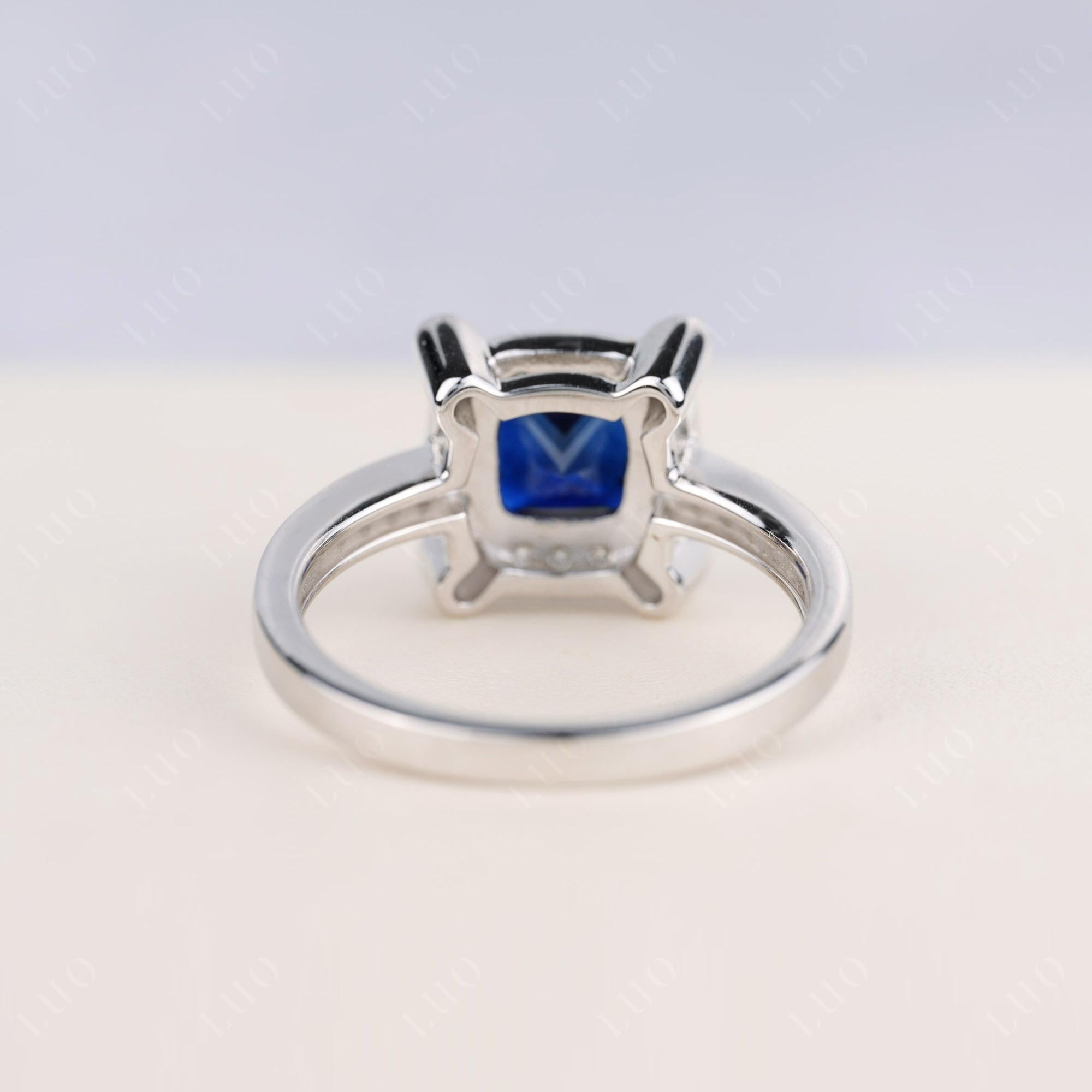 Princess Cut Sapphire Halo Statement Ring - LUO Jewelry 