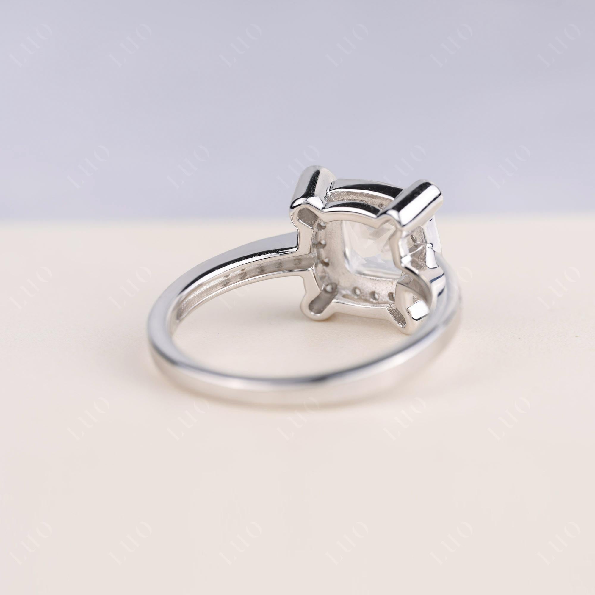 Princess Cut White Topaz Halo Statement Ring - LUO Jewelry 