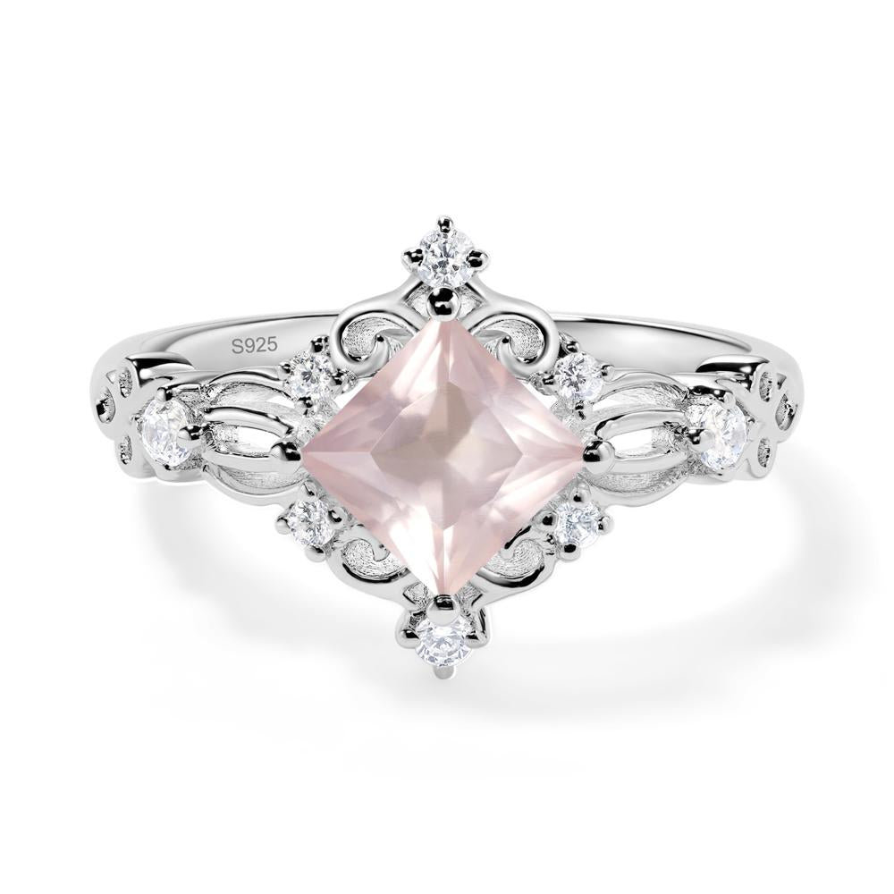 Rose Quartz Art Deco Ring - LUO Jewelry #metal_sterling silver