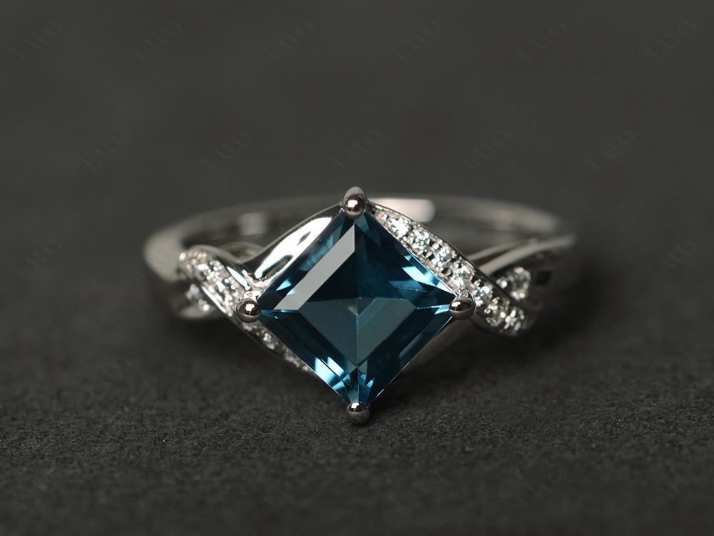 London Blue Topaz Twisted Promise Ring - LUO Jewelry 