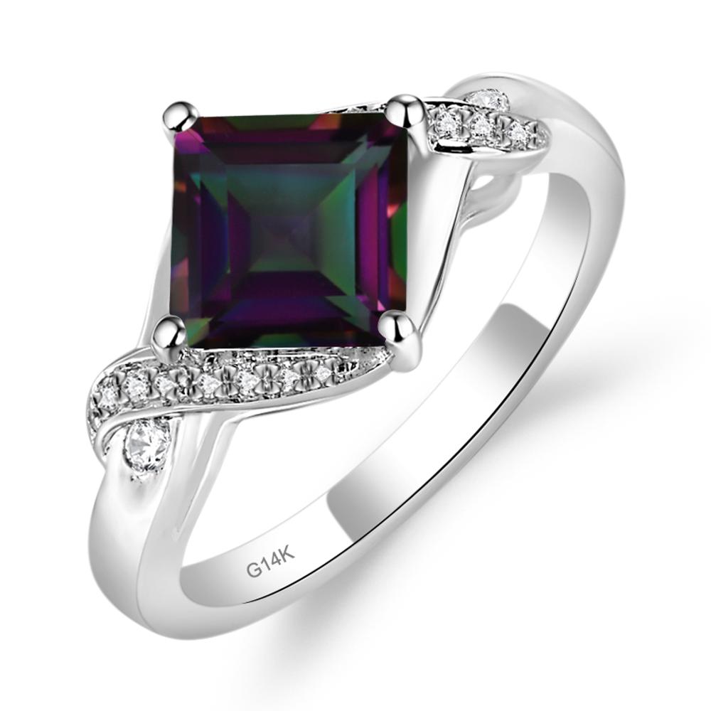 Mystic Topaz Twisted Promise Ring - LUO Jewelry #metal_14k white gold