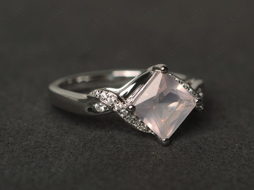 Rose Quartz Twisted Promise Ring - LUO Jewelry 