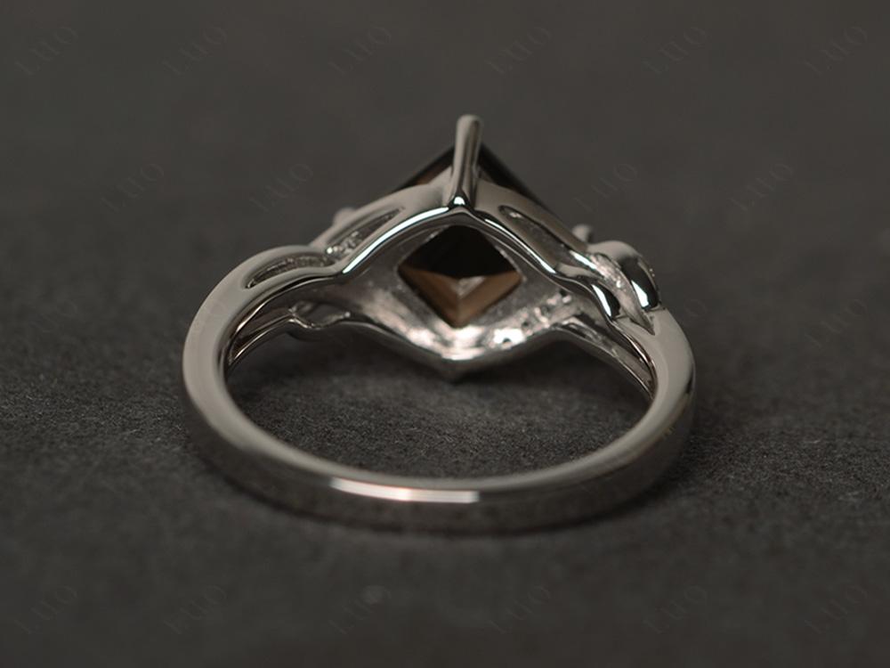 Smoky Quartz Kite Set Square Cut Ring - LUO Jewelry 
