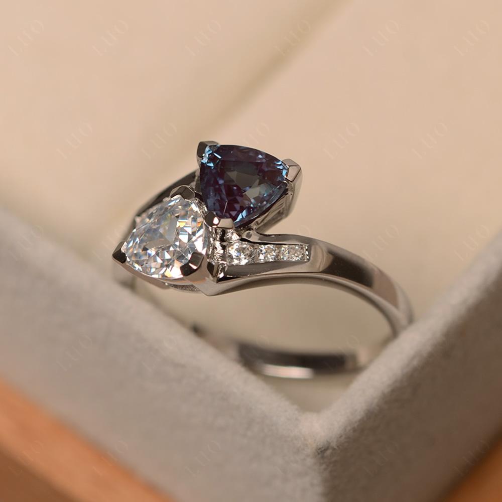 Alexandrite and White Topaz Two Stone Bypass Ring - LUO Jewelry 