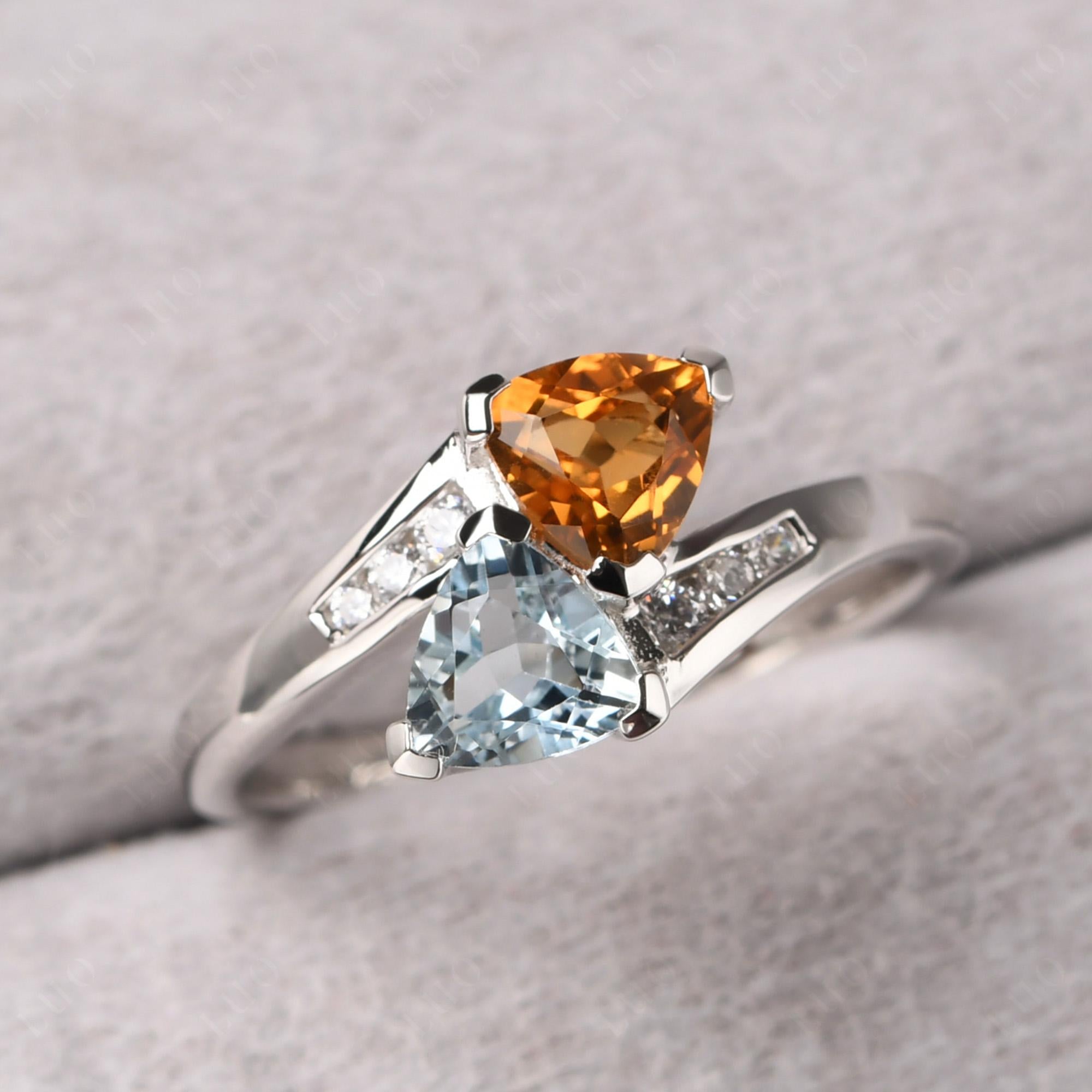 Citrine and Aquamarine Ring - LUO Jewelry 