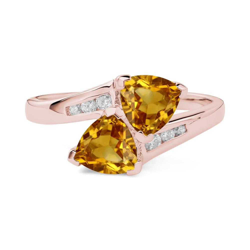 Citrine Two Stone Bypass Ring - LUO Jewelry #metal_18k rose gold