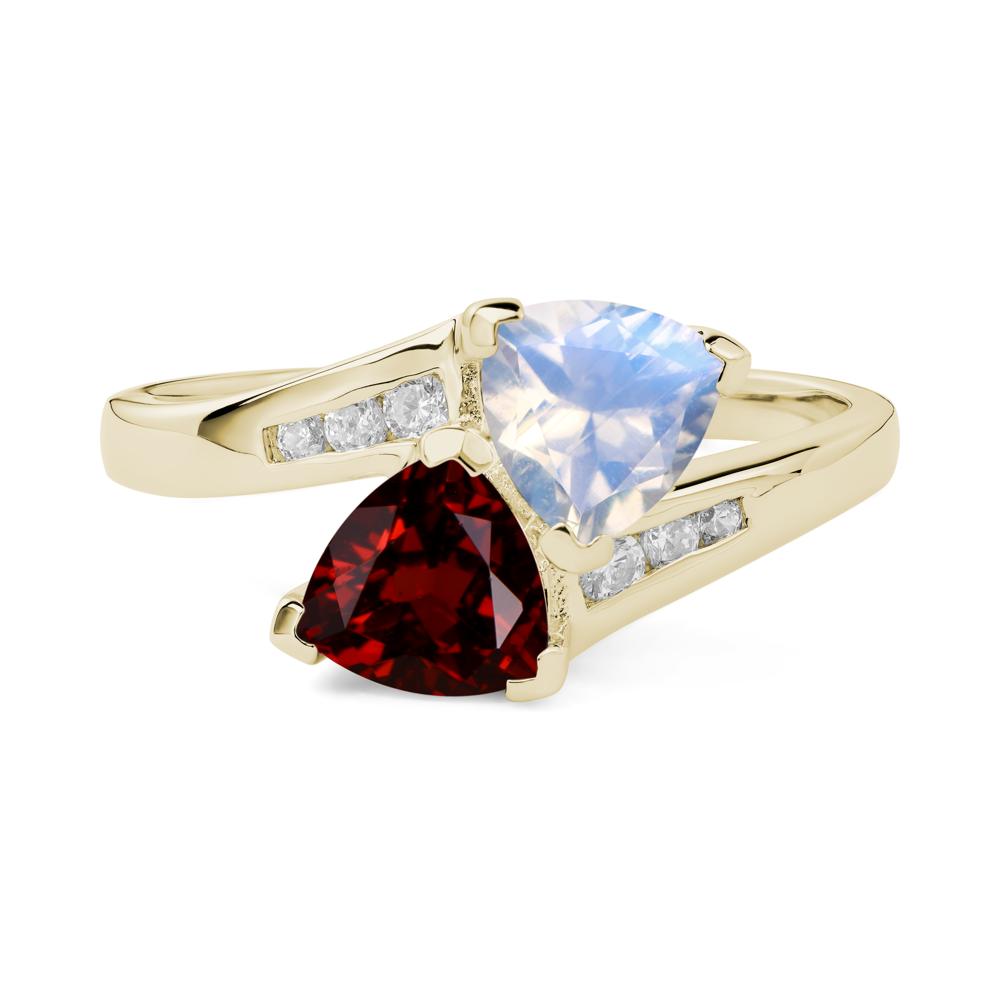 Moonstone and Garnet Ring - LUO Jewelry #metal_14k yellow gold