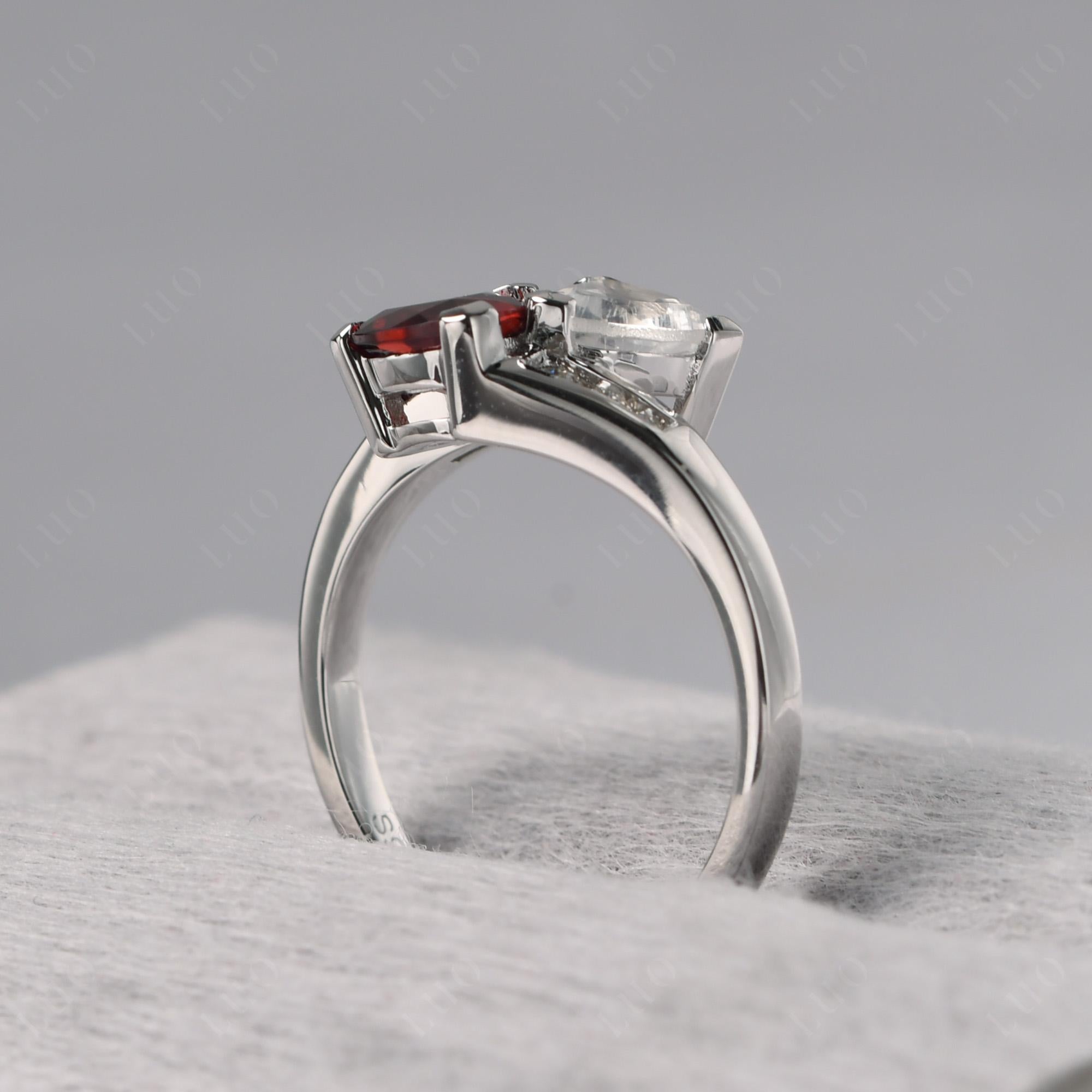 Moonstone and Garnet Ring - LUO Jewelry 