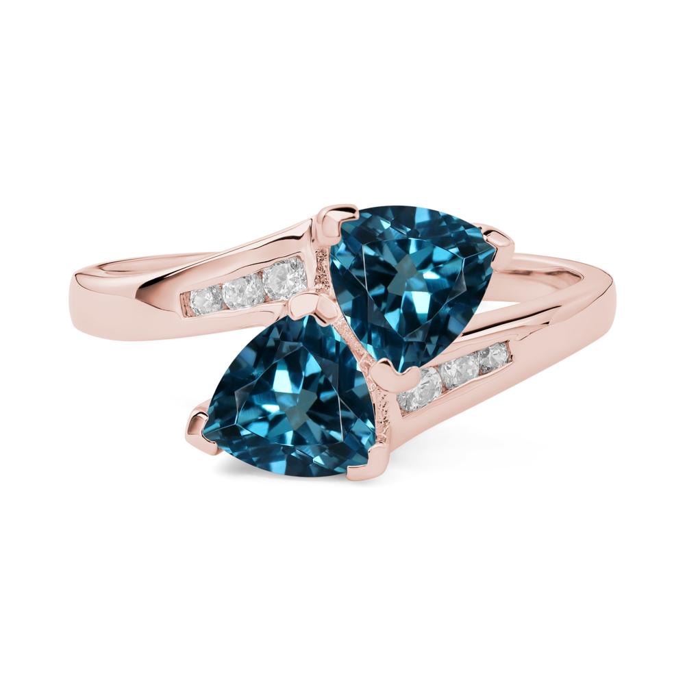 London Blue Topaz Two Stone Bypass Ring - LUO Jewelry #metal_18k rose gold