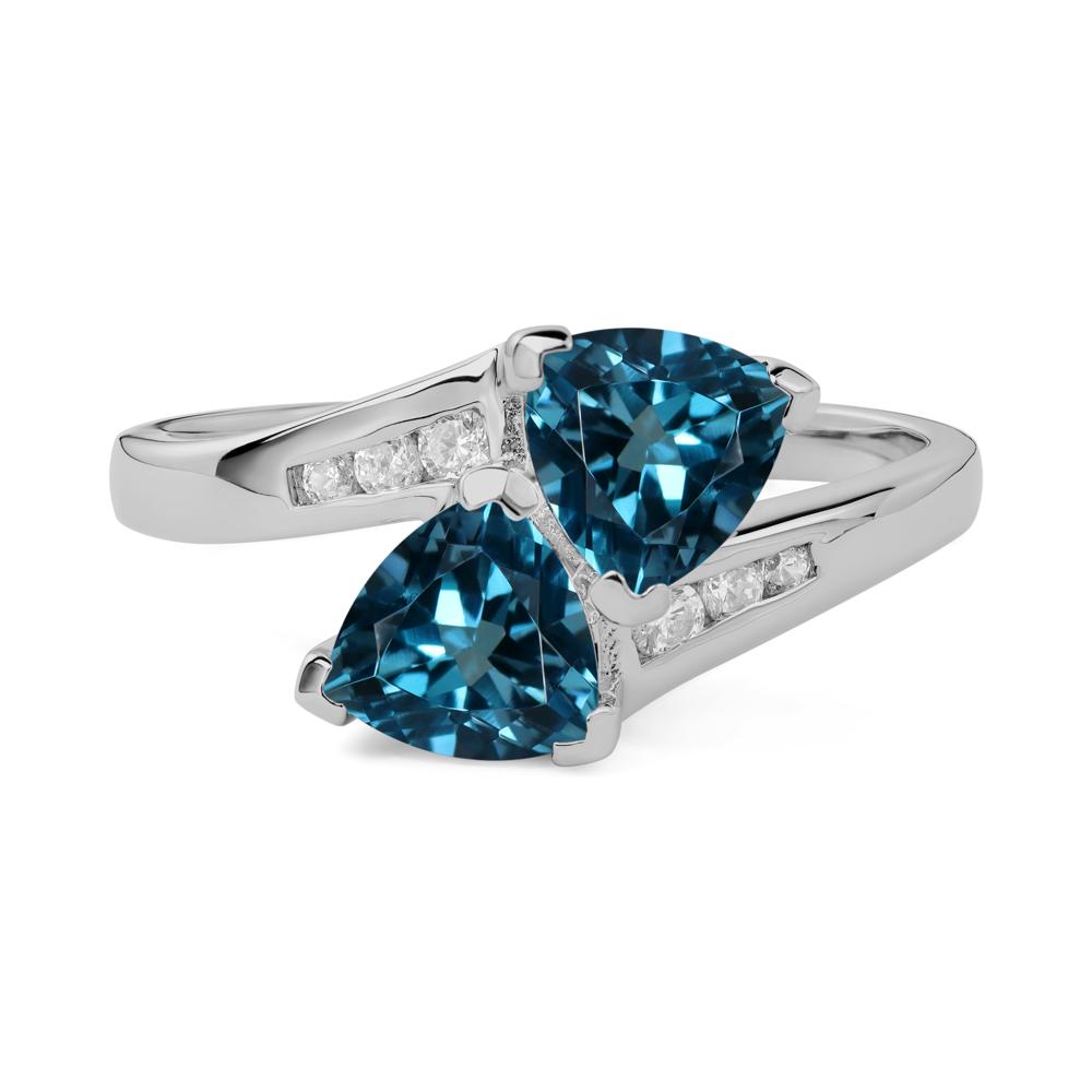 London Blue Topaz Two Stone Bypass Ring - LUO Jewelry #metal_platinum