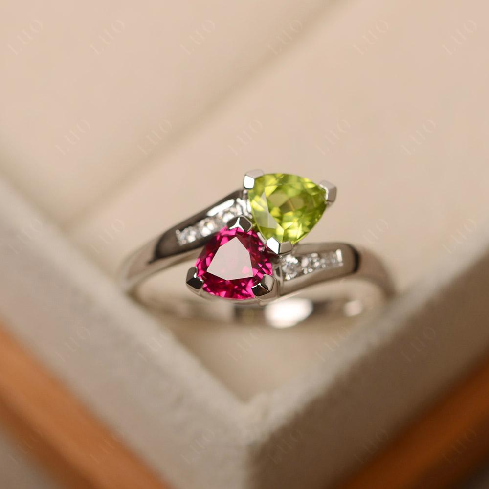 Ruby and Peridot Ring - LUO Jewelry 