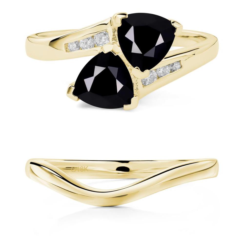 Black Spinel Bypass Ring - LUO Jewelry #metal_xxxxx