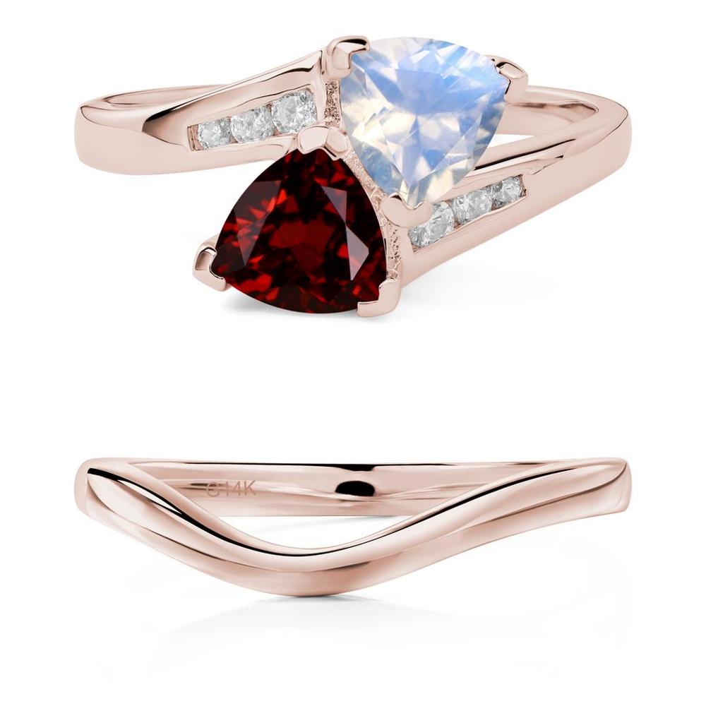 Moonstone and Garnet Ring - LUO Jewelry #metal_xxxxx