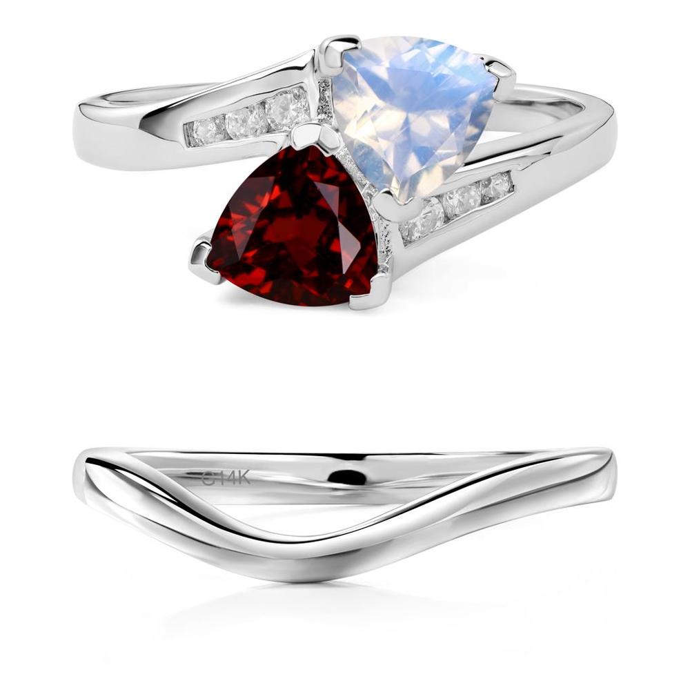 Moonstone and Garnet Ring - LUO Jewelry #metal_xxxxx